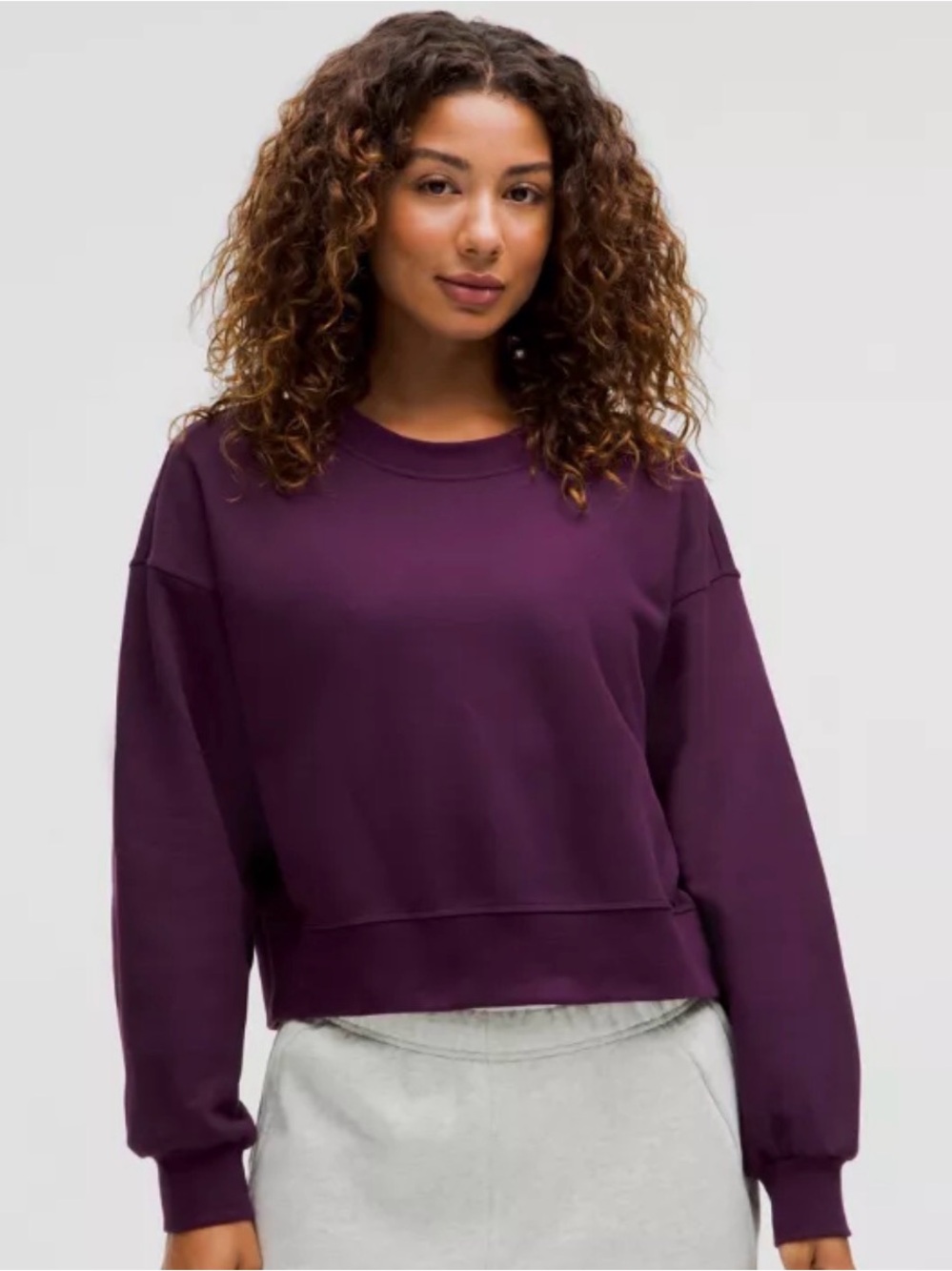 Lululemon Perfectly Oversized Cropped Crew French Terry size 6 Deep Plum